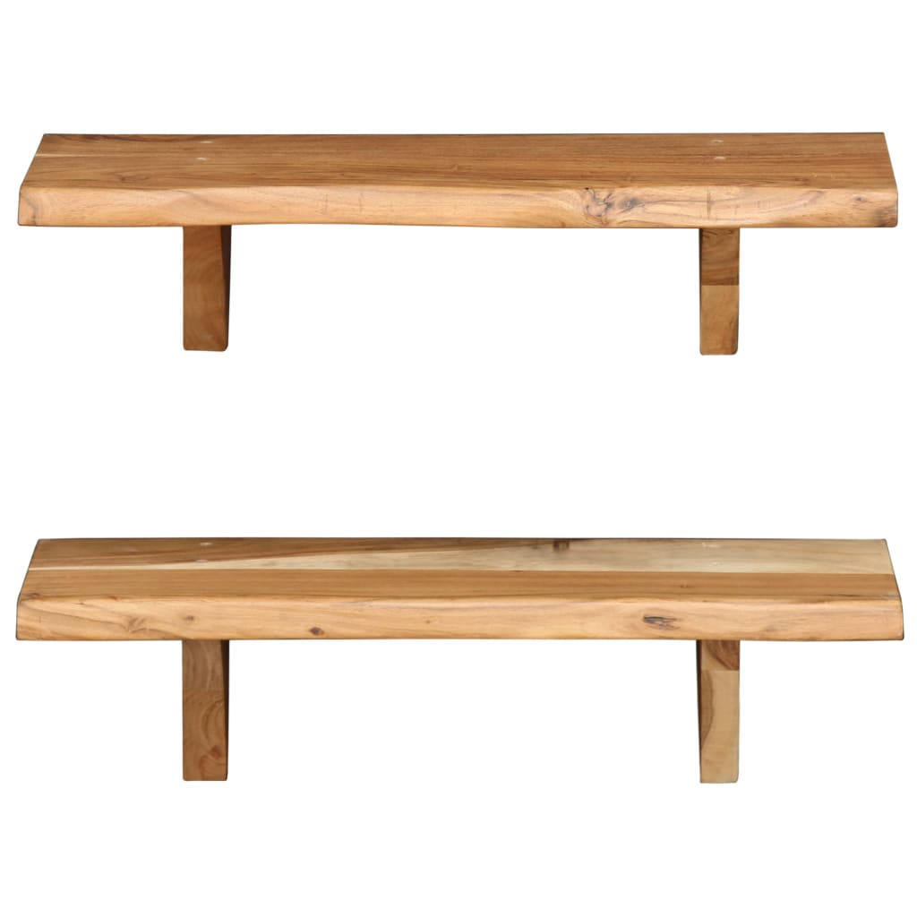 2 db tömör akácfa fali polc 60x20x16 cm (247927)