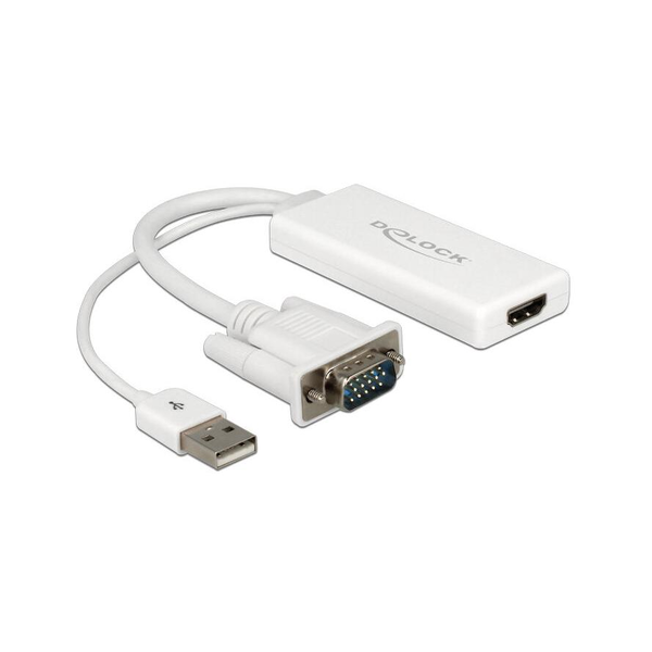 DELOCK VGA Adapter Sub15 + USB -> HDMI St/St/Bu