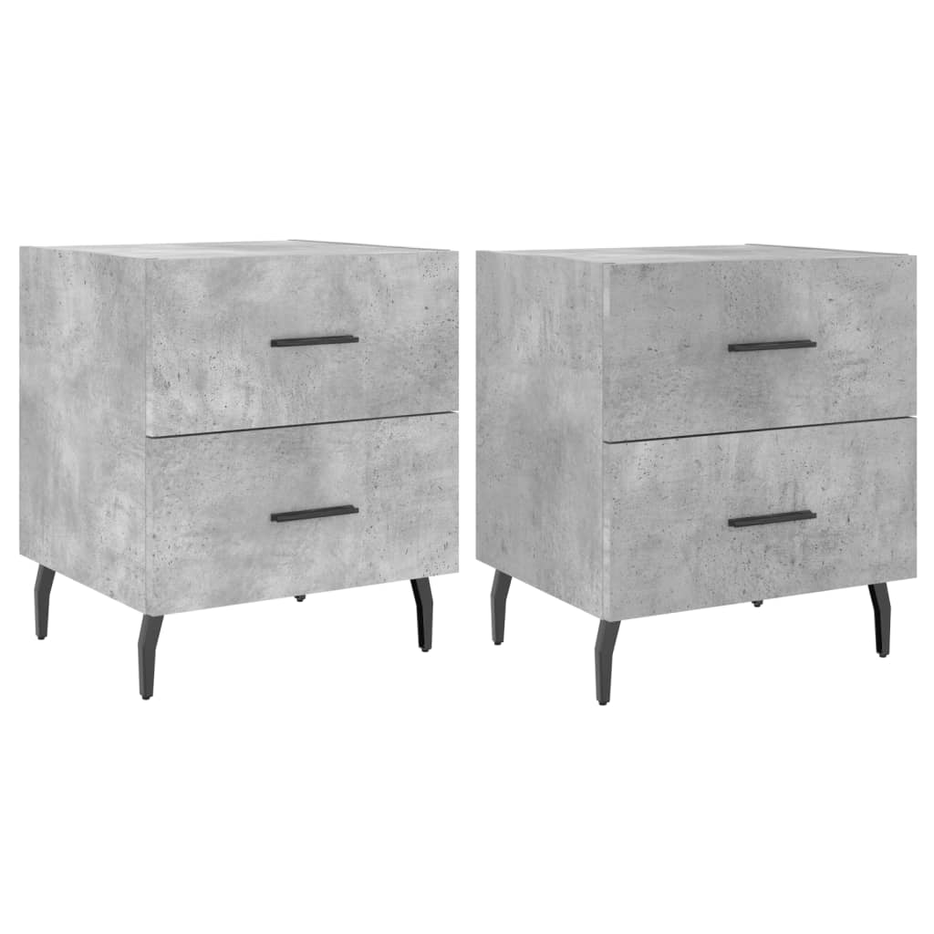 2 db betonszürke szerelt fa éjjeliszekrény 40 x 35 x 47,5 cm (827349)