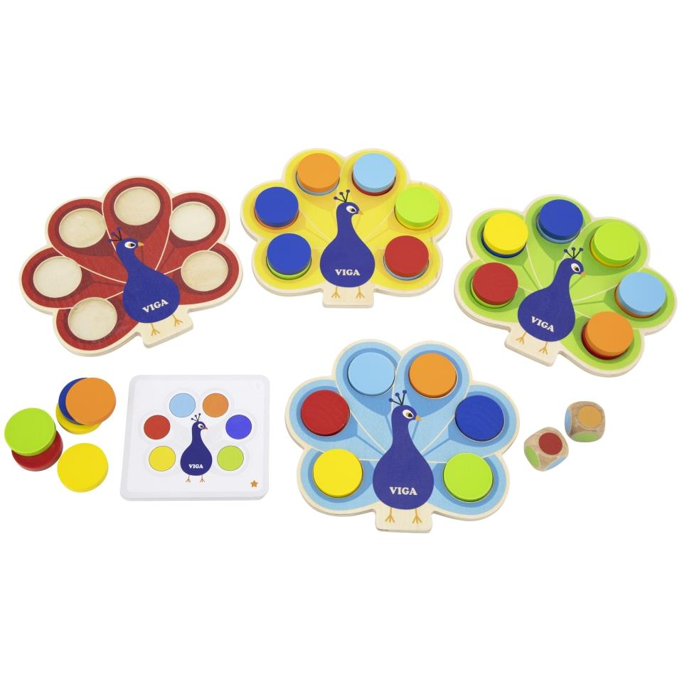 Viga Match Colors Peacock Tail színmegfeleltetési társasjáték (6971608446603)