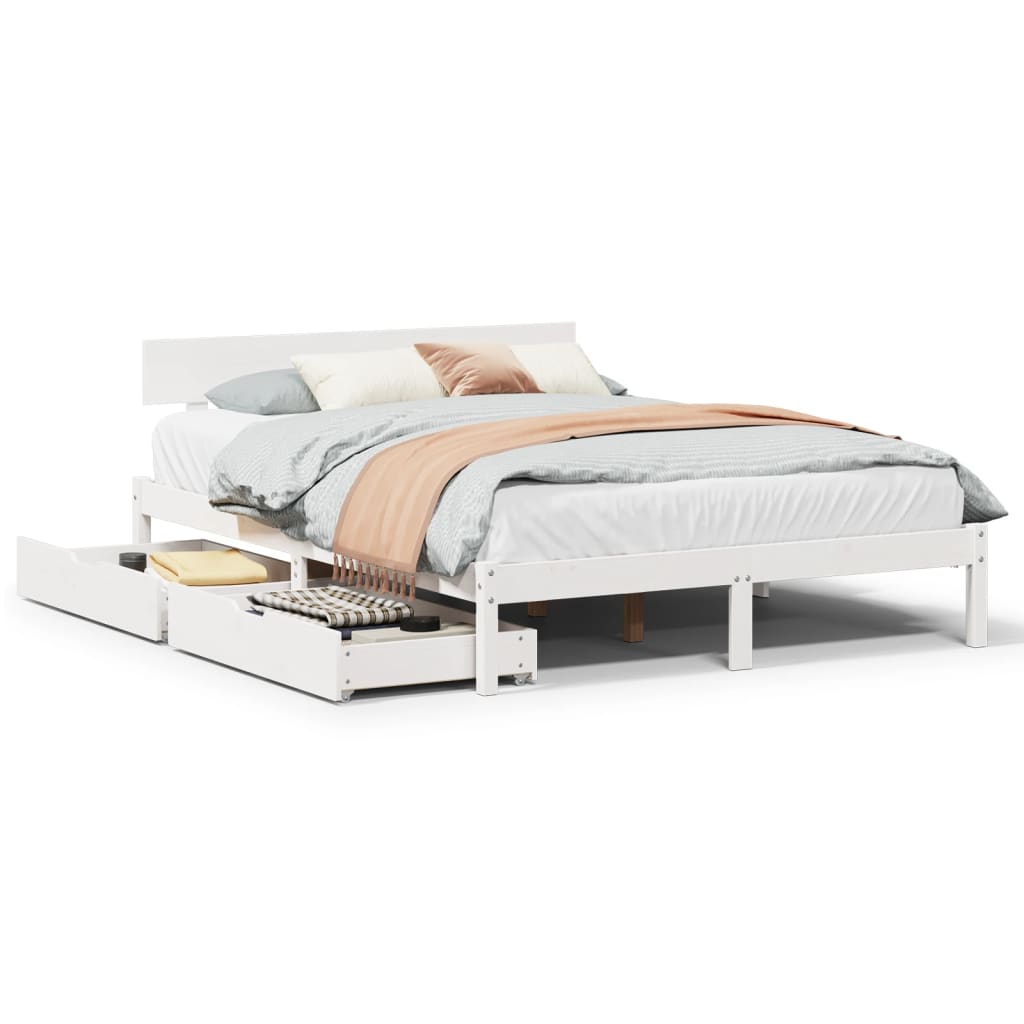 fehér tömör fenyőfa ágy matrac nélkül 135 x 190 cm (3301505)