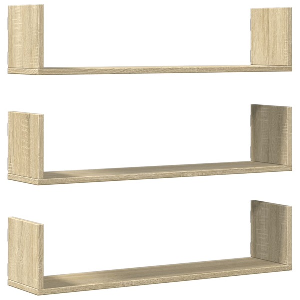 Rafturi perete 3 buc. stejar sonoma 80x18x18 cm lemn prelucrat