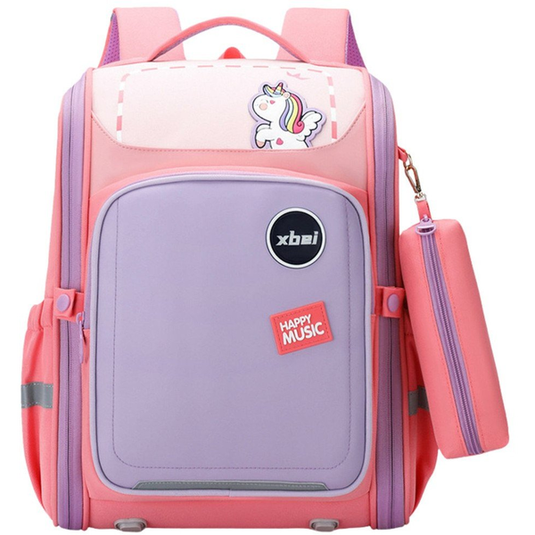 Iskolai Hátizsák Egyszarvú Mellszíjjal Pasztell Rózsaszín 21L 39cm – 22007