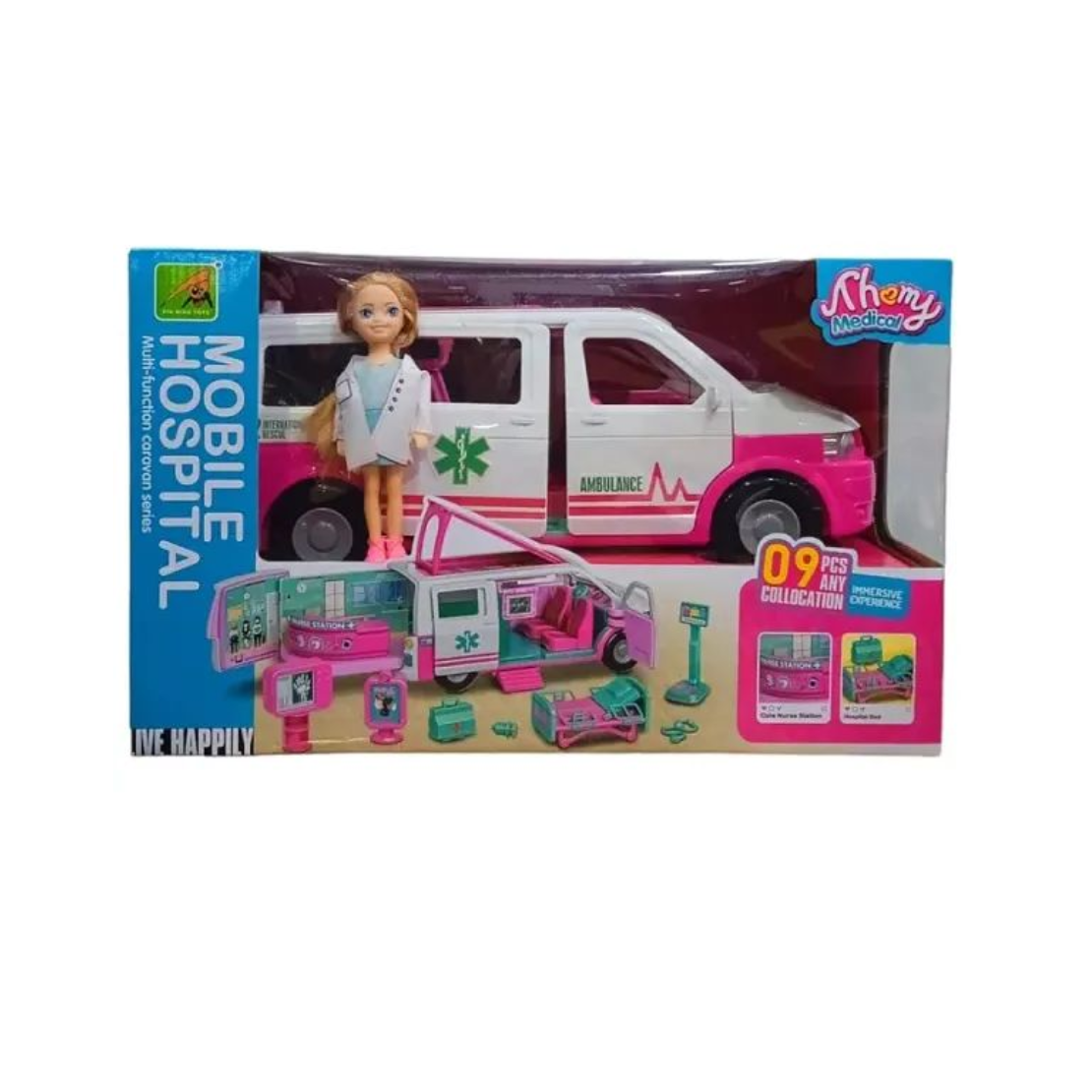 Mentőautó szett babával és kiegészítőkkel 12 darabos 37cm (4)