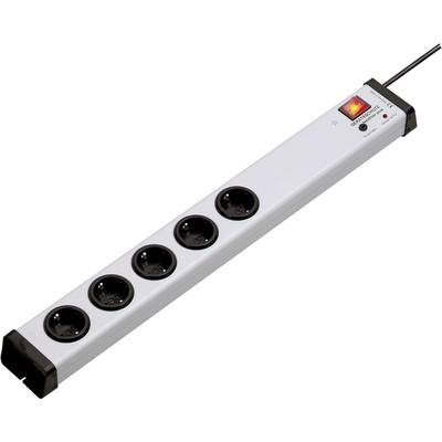 Hálózati elosztó túlfeszültség védelemmel + hálózati zavarszűrő, 5 részes, alu szürke, 1,5 m, 5 kA, Ehmann 0207c00052301 (0207c00052301)