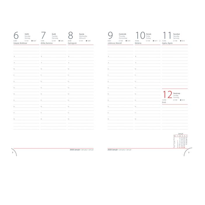 Dayliner Memphis B5 2020 Heti tervező - Piros/Szürke (DL0AG-MEFB5HE-PS)