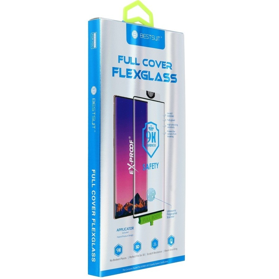 Samsung Galaxy S21 5G SM-G991, Kijelzővédő fólia, ütésálló fólia, Tempered Glass (edzett üveg), ujjlenyomat támogatás, 5D, Full Cover, Nano Flexi Glass, fekete (5903396096716)
