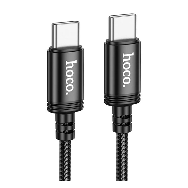 Hoco X91 adatkábel (Type-C - Type-C, 3A, 60W, PD gyorstöltő, 300cm, cipőfűző) FEKETE (X91_TYPEC_TYPE_B)
