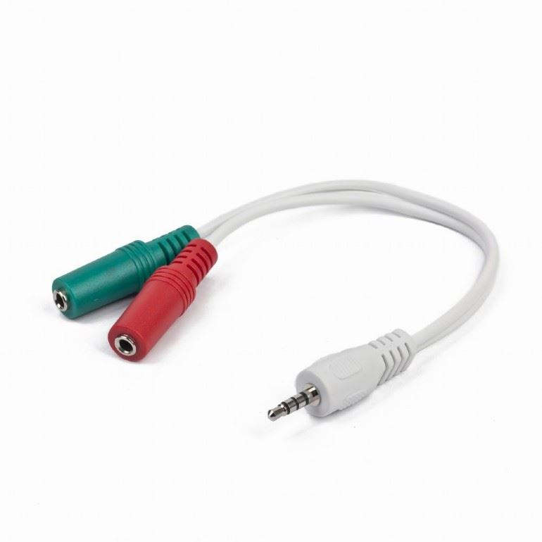 Gembird Jack stereo 3,5mm (4pin) -> 2db Jack stereo 3,5mm M/F adapter 0.15m fehér (CCA-417W) (CCA-417W)