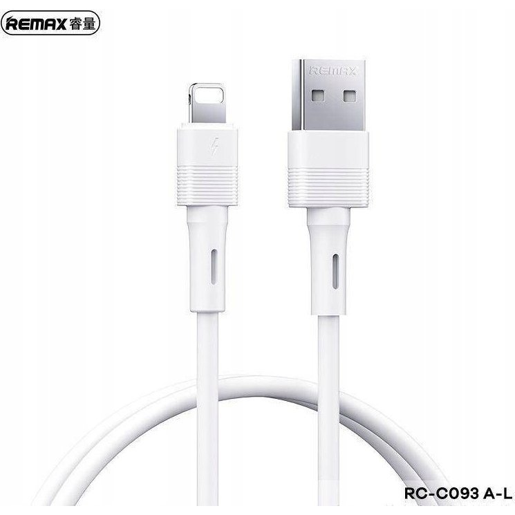 Remax LEYA adatkábel (USB - lightning, 2.4A, gyorstöltő, 100cm) FEHÉR Apple IPAD 2 / iPhone 5 / iPhone SE (2016) (RC-C093 L-W) ( )