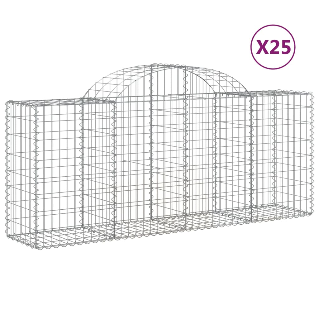 25 db íves horganyzott vas gabion kosár 200x50x80/100 cm (3146315)
