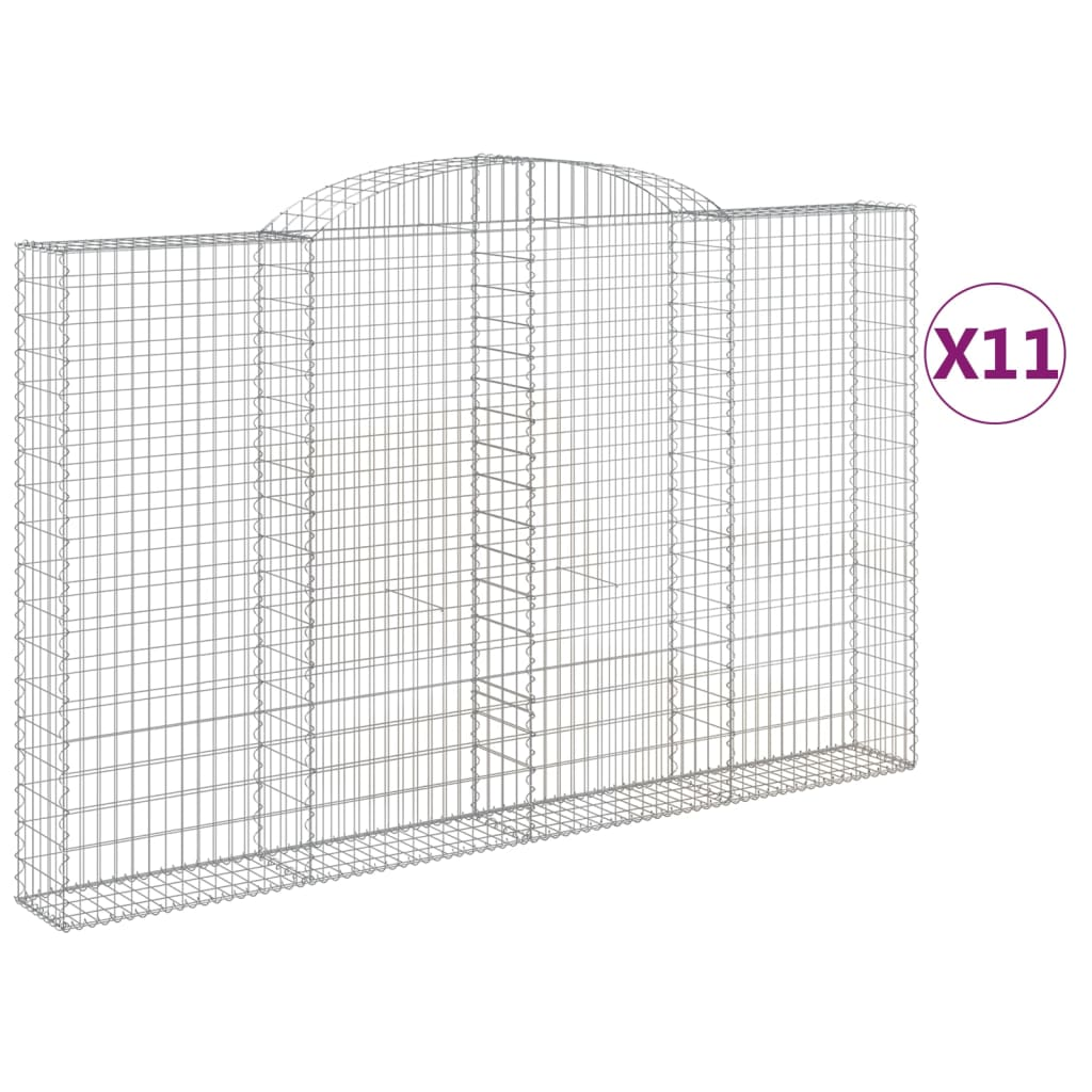 11 db íves horganyzott vas gabion kosár 300x30x180/200 cm (3146602)
