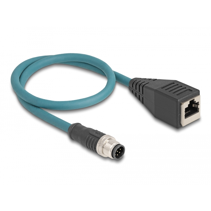 Delock M12 adapter kábel A-kódolt 8 tűs apa - RJ45 anya 50 cm (60069) (60069)