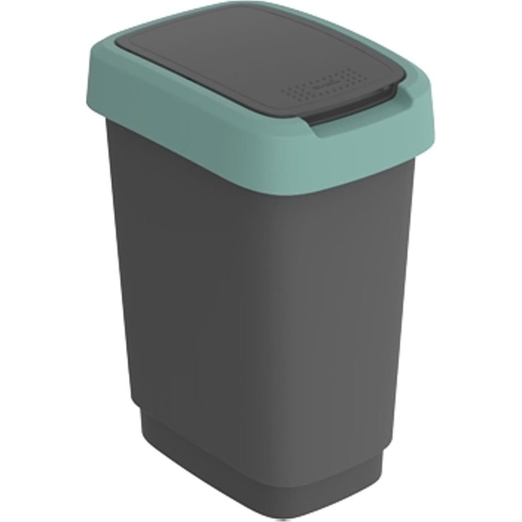 Rotho Twist Green 10 literes Billenőfedeles szemetes - Zöld/Szürke (CEN-80788)
