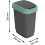 Cos de gunoi Rotho Twist, capac batant, negru - verde inchis, 10l