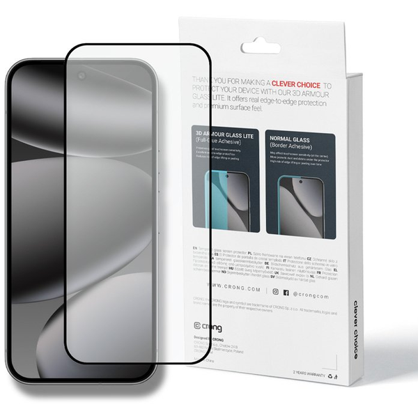 Crong 3D Armour Glass Lite - Hartowane szkło Full Glue do Google Pixel 9 Pro / 10 Pro