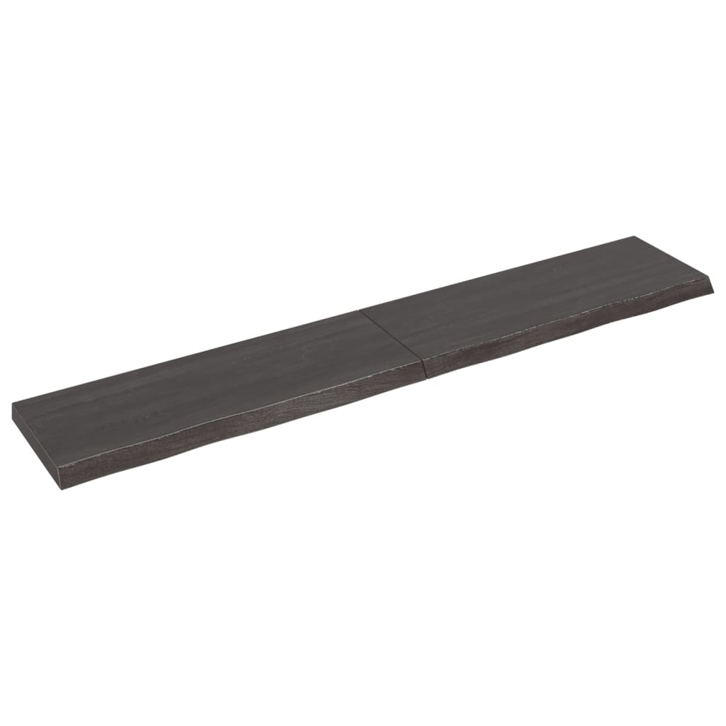 sötétbarna kezelt tömör tölgyfa fali polc 220 x 40 x (2-6) cm (363855)