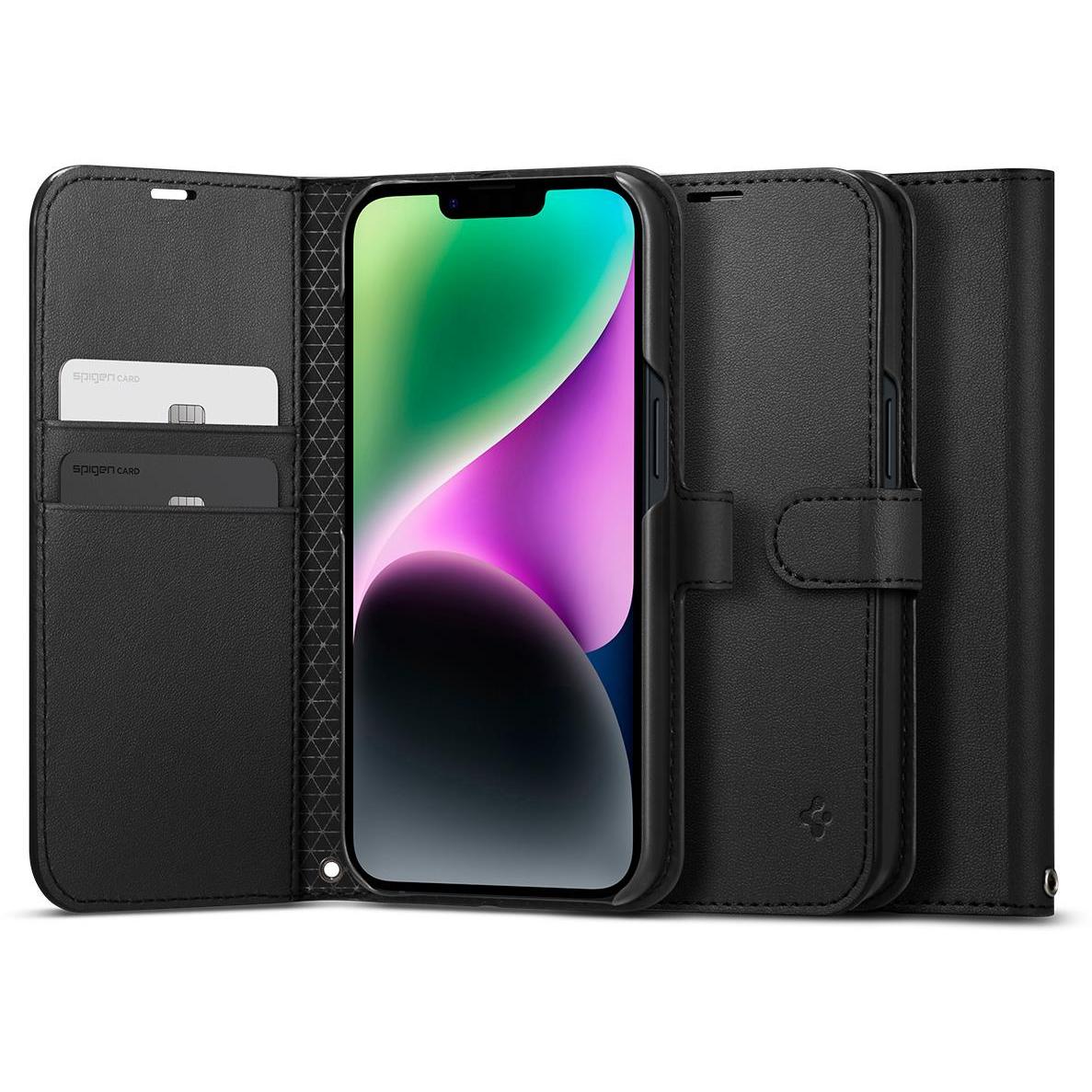 Spigen Wallet S iPhone 14 fekete tok (ACS05421)