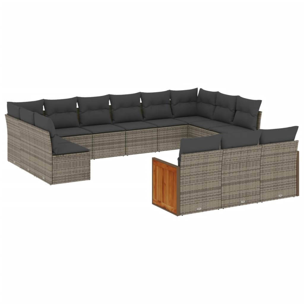 13 részes szürke polyrattan kerti ülőgarnitúra párnákkal (3228139)