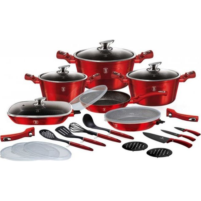 BerlingerHaus BH/7184 Metallic Line Burgundy Edition Edénykészlet - Kovácsolt Alumínium, Piros (BH-7184)