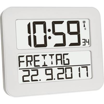 Digitális rádiójel vezérelt fali óra 258 x 212 x 30 mm, fehér/fekete, TFA 60.4512.02 (60.4512.02)