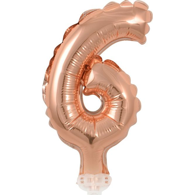 Szám Fólia Lufi Tortára - 13 cm, 6-os, Rose Gold (GODA1981)