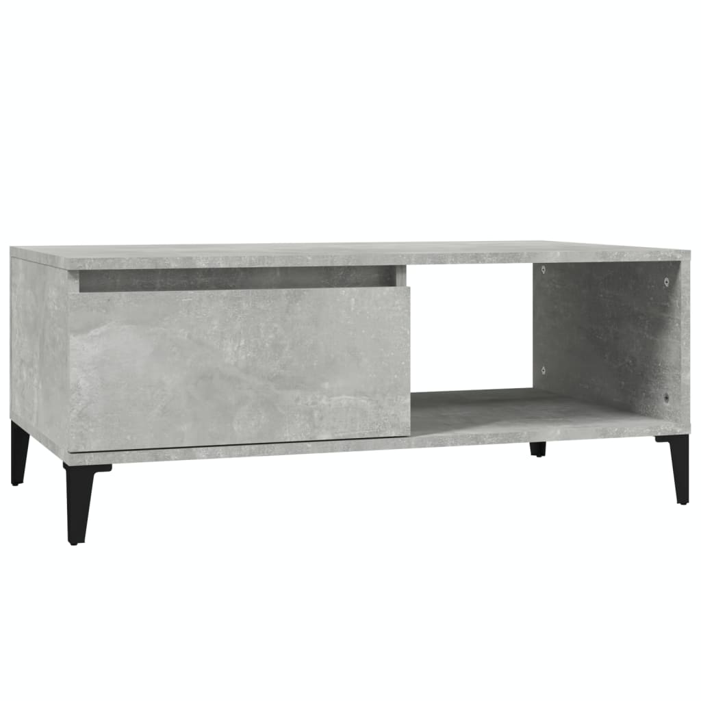 betonszürke szerelt fa dohányzóasztal 90x50x36,5 cm (821056)