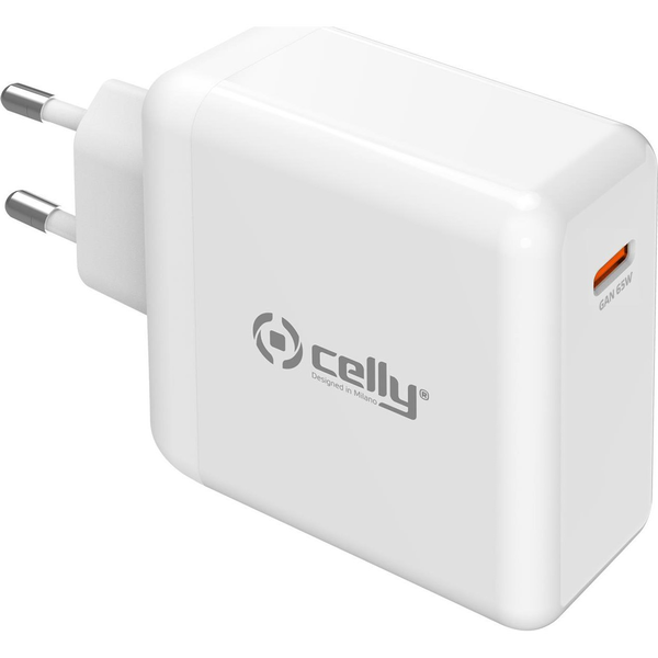 Celly TC1C65WGANWH Caricabatterie per dispositivi mobili Universale Bianco AC Interno