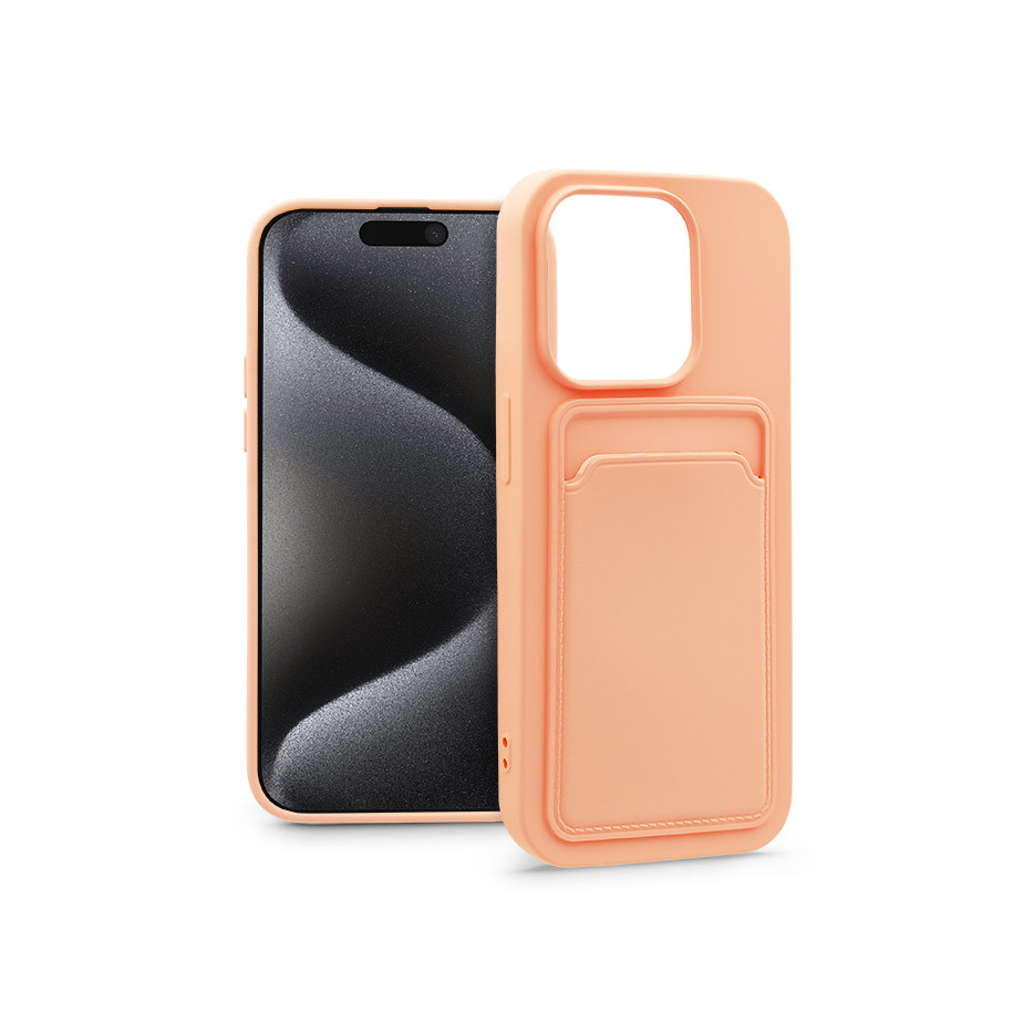 Apple iPhone 15 Pro szilikon hátlap kártyatartóval - Card Case - pink (PT-6851)