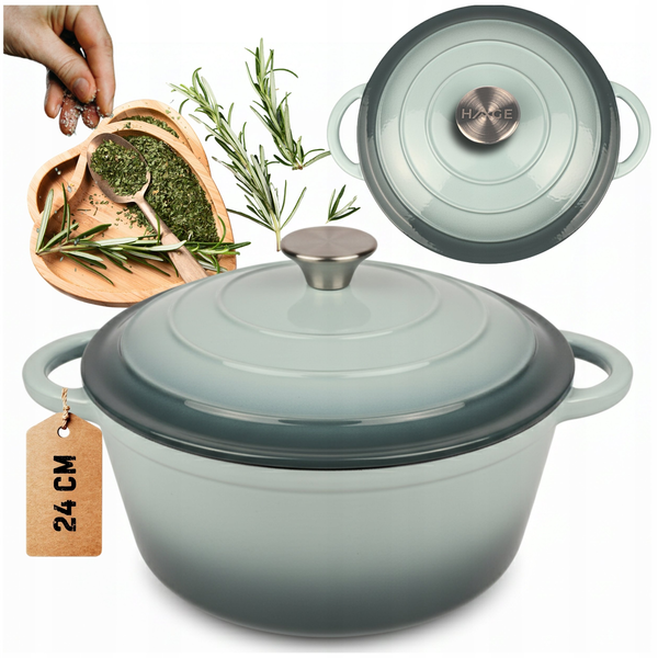 EMALIOWANY GARNEK ŻELIWNY 24cm 4L HAGE SEA SALT