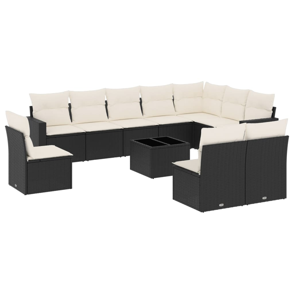 11 részes fekete polyrattan kerti ülőgarnitúra párnákkal (3219106)