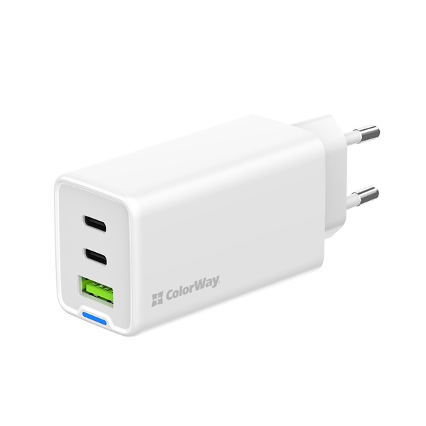 ColorWay 058PD USB-A / 2x USB-C Hálózati gyorstöltő 65W - Fehér (CW-CHS058PD-WT)