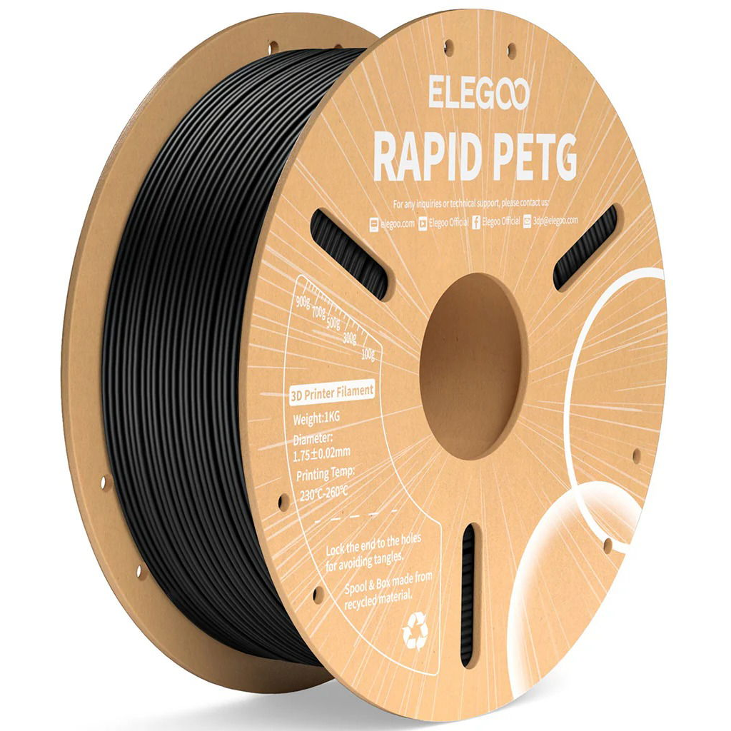 Elegoo RAPID PETG - 1,75mm, 1kg, Cardboard Spool, Black (ELEEG240446)