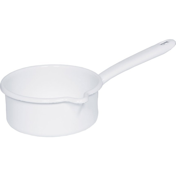 Riess RIESS - Garnek wysoki z pokrywą 1l 14cm Classic WEISS
