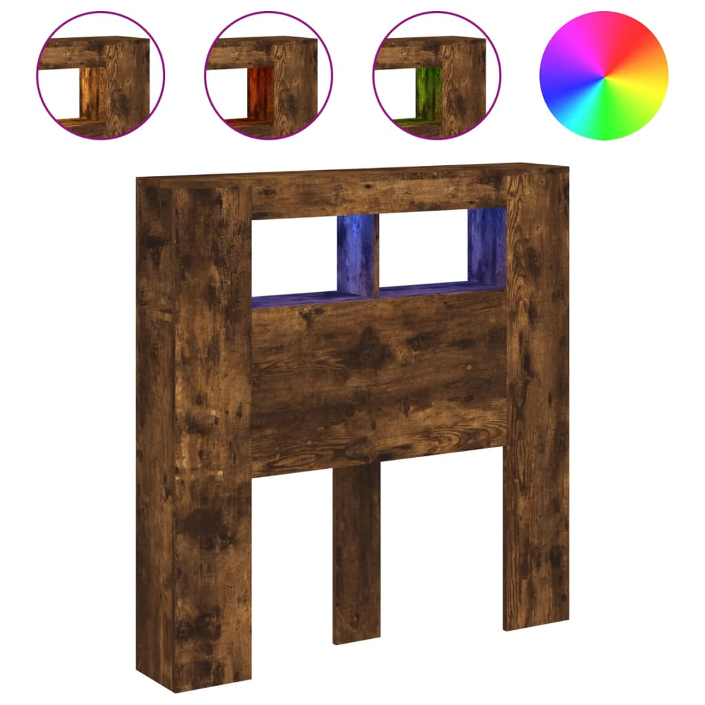 sonoma-tölgyszínű szerelt fa LED-es fejtámla 100x18,5x103,5 cm (837334)