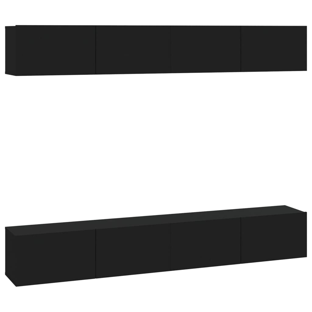 4 db fekete fali TV-szekrény 100 x 30 x 30 cm (3114191)