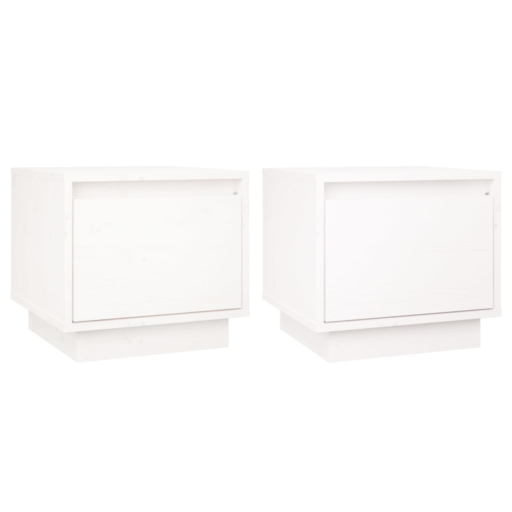 2 db fehér tömör fenyőfa éjjeliszekrény 35 x 34 x 32 cm (813398)