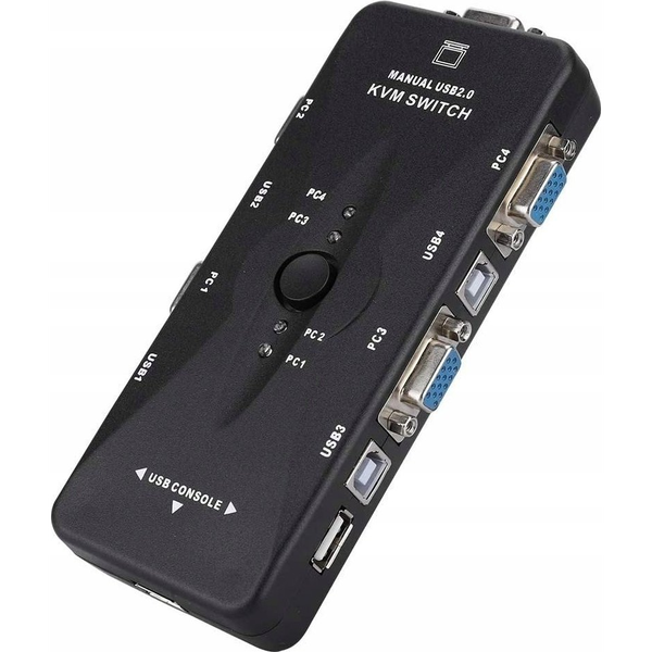 Przełącznik Pawonik PRZEŁĄCZNIK KVM VGA 4X1 SWITCH 3XUSB HUB BOX