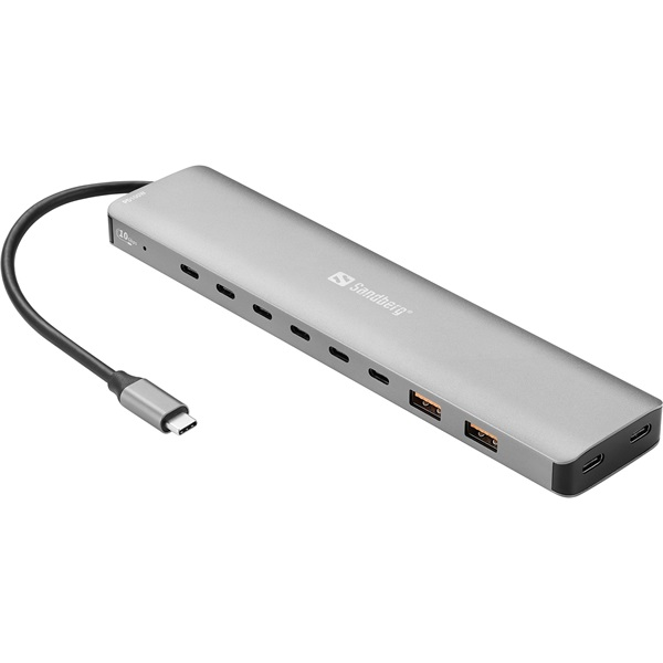 Sandberg 136-80 dockingstation Ledningsført USB 3.2 Gen 2 (3.1 Gen 2) Type-C Grå