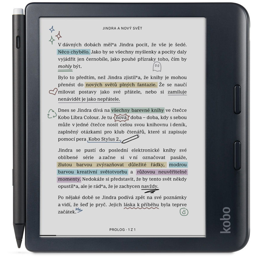 Kobo Libra Colour Black &amp; stylus bundle (N428-KU-BK-K-BU)