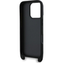 CG MOBILE KARL LAGERFELD SAFFIANO CROSSBODY STRAP METAL KARL AND CHOUPETTE szilikon telefonvédő (ütésállóság, nyakpánt) FEKETE Apple iPhone 16 Pro Max (KLHCP16XSAKCPBK)