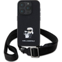 CG MOBILE KARL LAGERFELD SAFFIANO CROSSBODY STRAP METAL KARL AND CHOUPETTE szilikon telefonvédő (ütésállóság, nyakpánt) FEKETE Apple iPhone 16 Pro Max (KLHCP16XSAKCPBK)