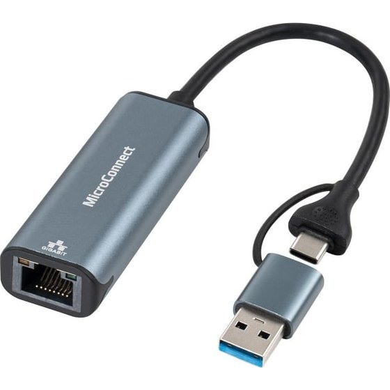 Microconnect MC-USBACNET1G adattatore per inversione del genere dei cavi USB C RJ-45 Nero