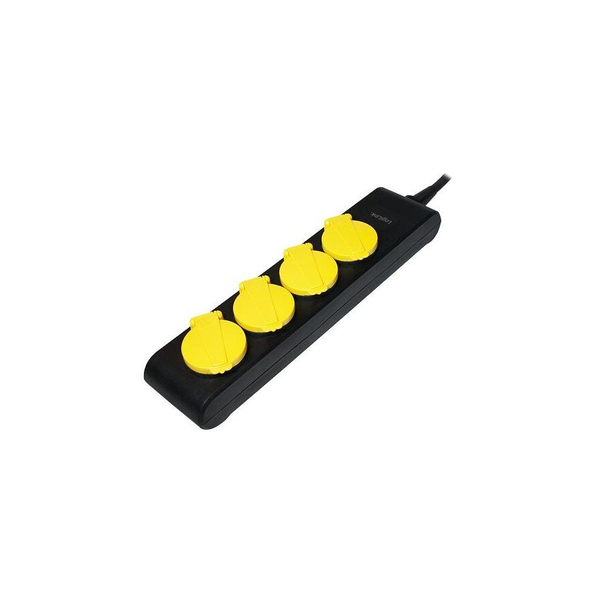 Удължител Logilink, LPS212, 4 контакта Schuko, Мъжка връзка Schuko, Кабел 1.4 м, 16 A, Защита от пръски, Черно/Жълто