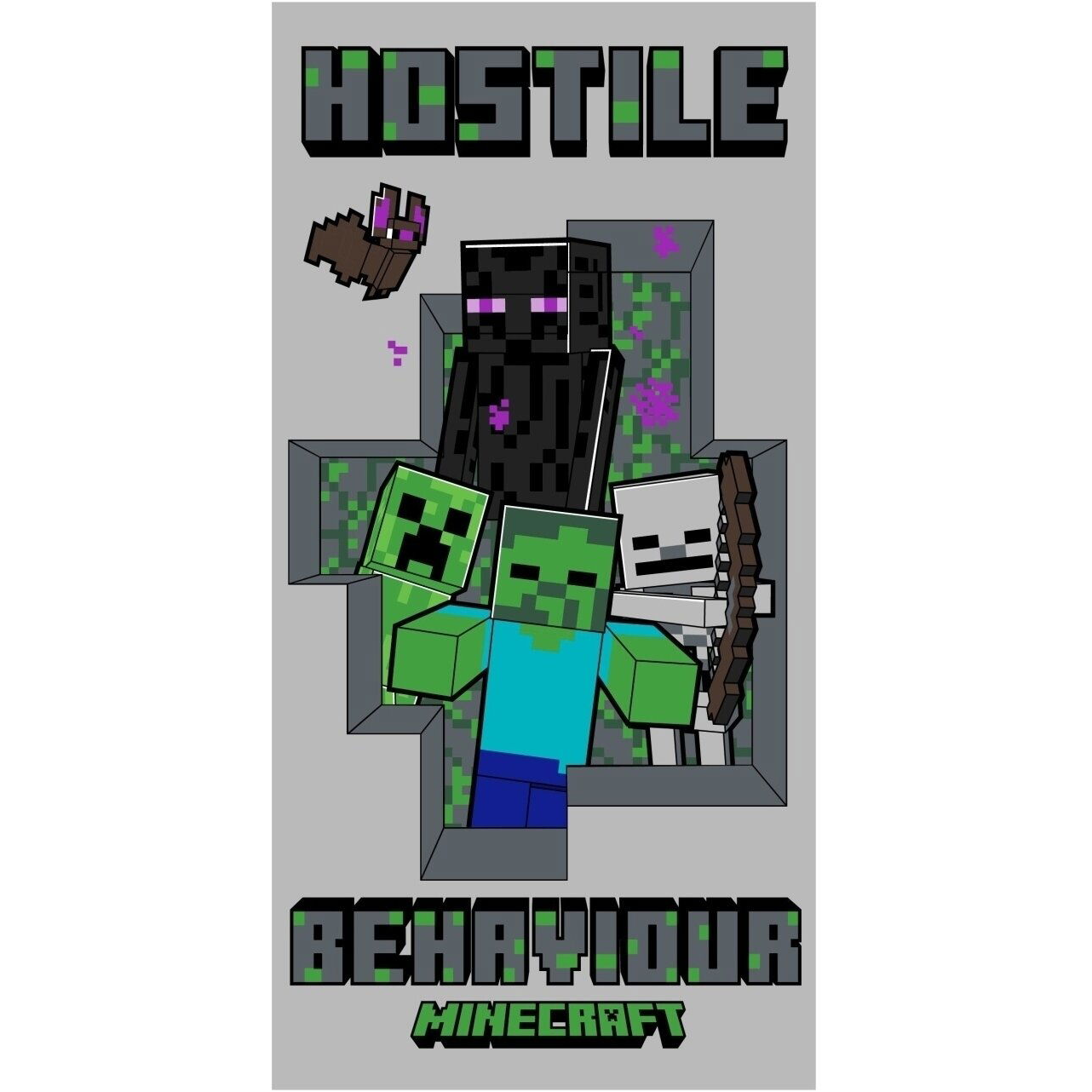 JERRY FABRICS Törölköző - Minecraft Hostile Behaviour, 70×140 cm (8592753039663)