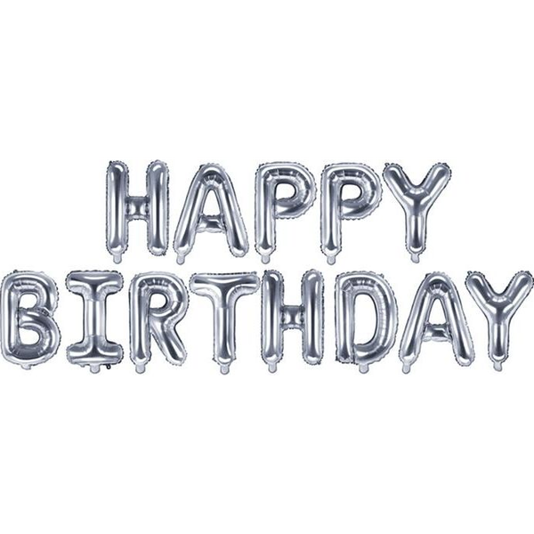  Party Deco Balon foliowy HAPPY BIRTHDAY, srebrny, 340x35 cm uniwersalny