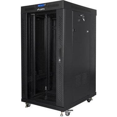 22U / 600x600mm skříň RACK 19 stojící ČERNÁ skleněná LANBERG s termostatem
