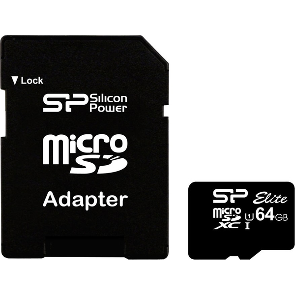 Silicon Power 64GB microSD+adapter, UHS1 (SP064GBSTXBU1V10SP)