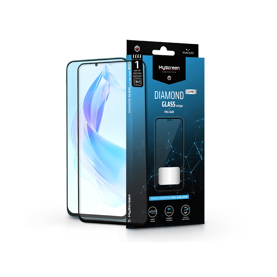 Honor 90 Lite edzett üveg képernyővédő fólia - MyScreen Protector Diamond Glass Lite Edge2.5D Full Glue - fekete (MS227667)