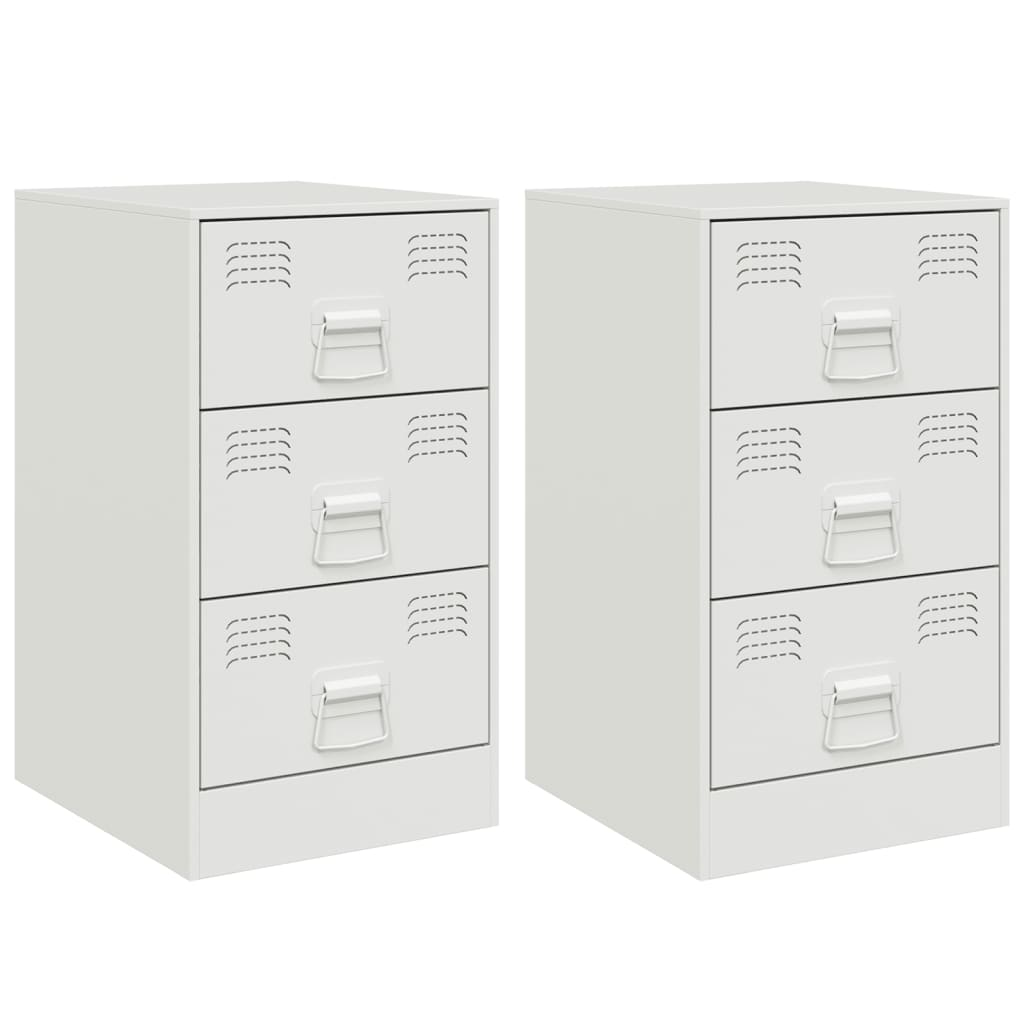 2 db fehér acél éjjeliszekrény 34,5x39x62 cm (841786)
